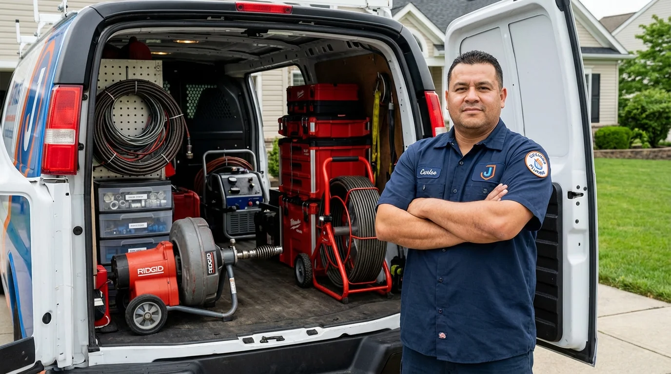 Professional drain cleaning equipment and Johns Plumbing LLC plumber in Beach