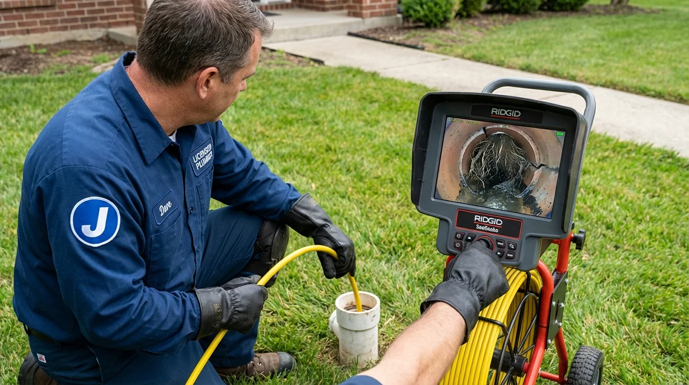 Sewer camera inspection being performed by Johns Plumbing LLC in Beach