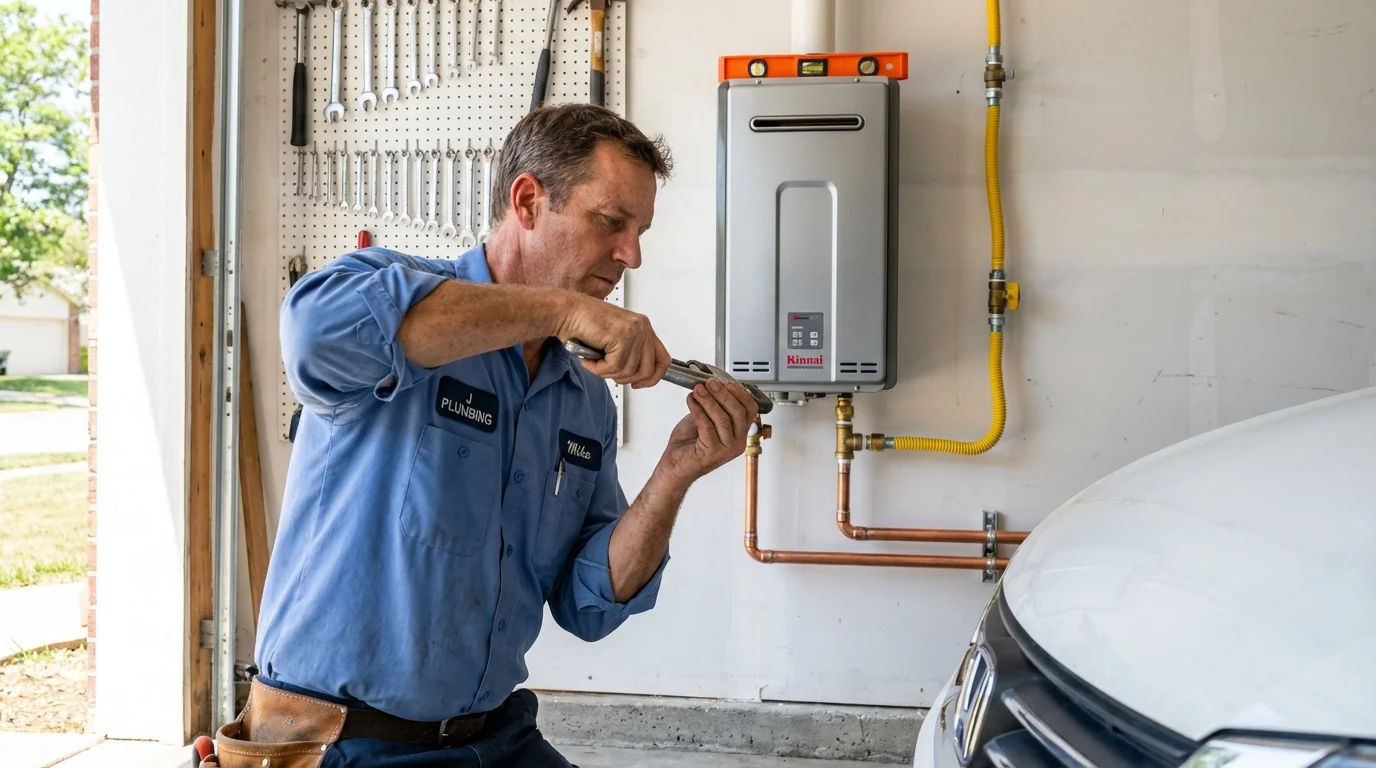 Tankless water heater installation by a Johns Plumbing LLC plumber in Beach